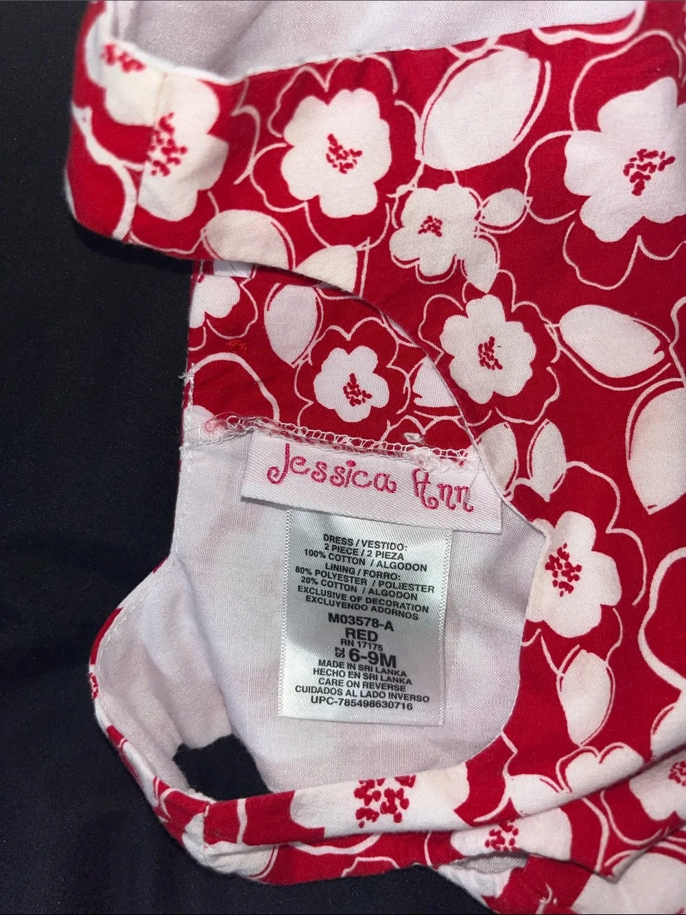 Jessica Ann Red Floral Tank Dress with White Polka Dot Bow
